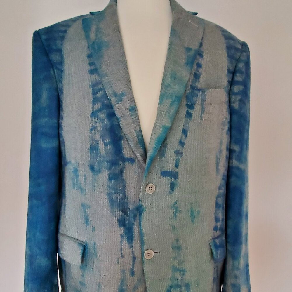 Loro Piana cashmere sweater jacket blazer blue grey gray 42 44 L XL custom dyed